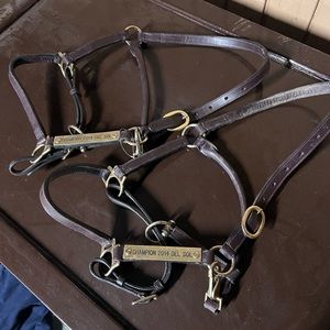 Lot of 2 new leather pony halters